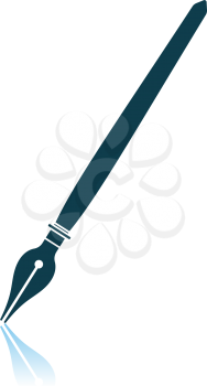 Fountain Pen Icon. Shadow Reflection Design. Vector Illustration.