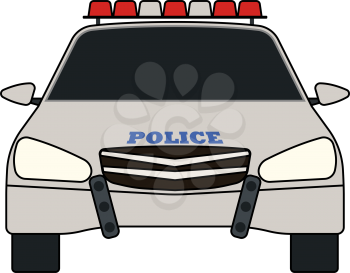 Police Car Icon. Outline With Color Fill Design. Vector Illustration.
