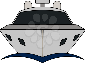 Motor Yacht Icon. Outline With Color Fill Design. Vector Illustration.