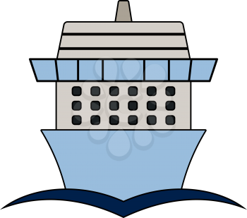 Cruise Liner Icon. Outline With Color Fill Design. Vector Illustration.