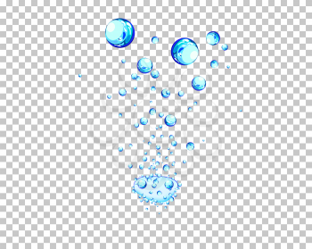 Abstract water background with bubbles of air  with transparency grid on back. Vector Illustration.