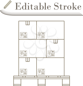 Cardboard Package Box Icon. Editable Stroke Simple Design. Vector Illustration.