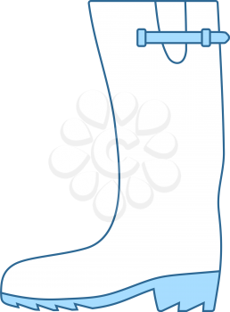 Rubber Boot Icon. Thin Line With Blue Fill Design. Vector Illustration.