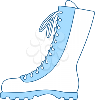 Hiking Boot Icon. Thin Line With Blue Fill Design. Vector Illustration.
