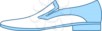 Man Shoe Icon. Thin Line With Blue Fill Design. Vector Illustration.