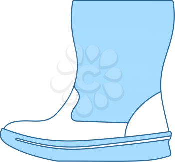Woman Fluffy Boot Icon. Thin Line With Blue Fill Design. Vector Illustration.