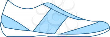 Man Casual Shoe Icon. Thin Line With Blue Fill Design. Vector Illustration.