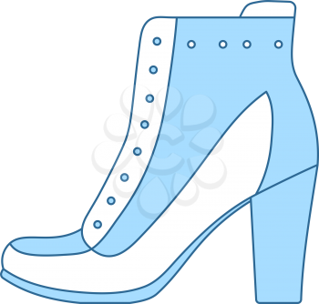 Ankle Boot Icon. Thin Line With Blue Fill Design. Vector Illustration.