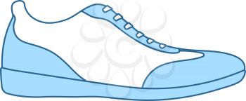 Man Casual Shoe Icon. Thin Line With Blue Fill Design. Vector Illustration.