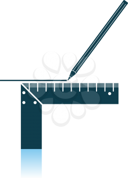 Pencil Line With Scale Icon. Shadow Reflection Design. Vector Illustration.