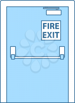 Fire Exit Door Icon. Thin Line With Blue Fill Design. Vector Illustration.
