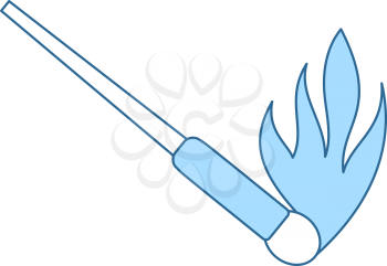 Burning Matchstik Icon. Thin Line With Blue Fill Design. Vector Illustration.
