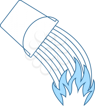 Fire Bucket Icon. Thin Line With Blue Fill Design. Vector Illustration.