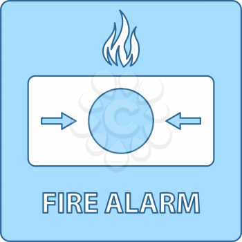 Fire Alarm Icon. Thin Line With Blue Fill Design. Vector Illustration.