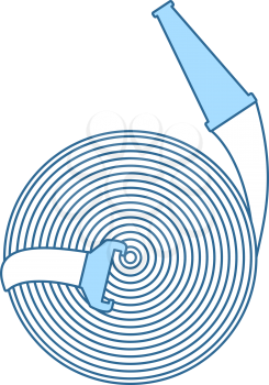 Fire Hose Icon. Thin Line With Blue Fill Design. Vector Illustration.