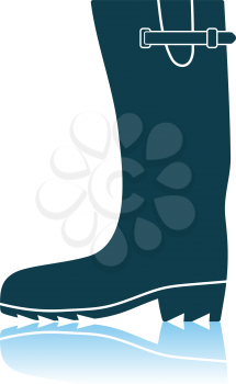 Rubber Boot Icon. Shadow Reflection Design. Vector Illustration.