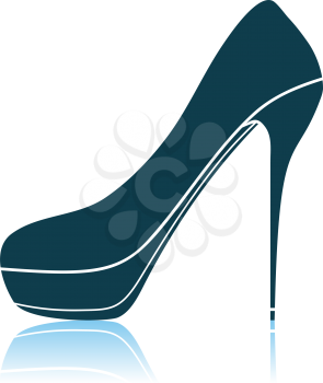 High Heel Shoe Icon. Shadow Reflection Design. Vector Illustration.