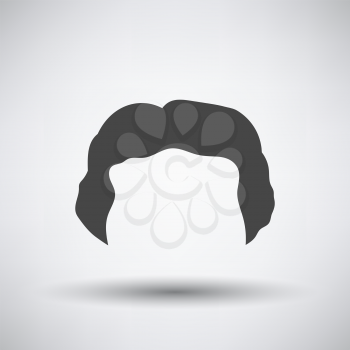 Man Hair Dress. Dark Gray on Gray Background With Round Shadow. Vector Illustration.