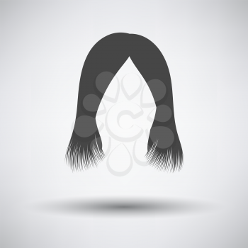Woman Hair Dress. Dark Gray on Gray Background With Round Shadow. Vector Illustration.