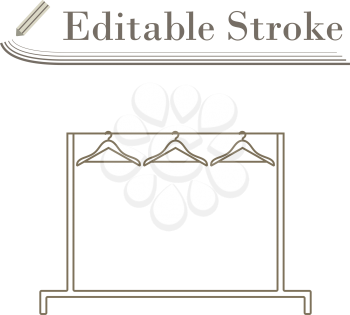 Clothing Rail With Hangers Icon. Editable Stroke Simple Design. Vector Illustration.