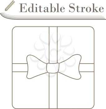 Gift Box With Ribbon Icon. Editable Stroke Simple Design. Vector Illustration.