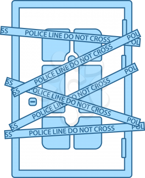 Crime Scene Door Icon. Thin Line With Blue Fill Design. Vector Illustration.