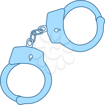 Police Handcuff Icon. Thin Line With Blue Fill Design. Vector Illustration.