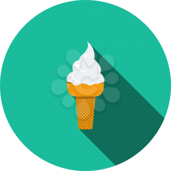 Ice Cream Icon. Flat Circle Stencil Design With Long Shadow. Vector Illustration.