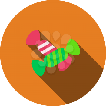 Candy Icon. Flat Circle Stencil Design With Long Shadow. Vector Illustration.