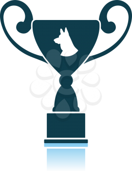 Dog Prize Cup Icon. Shadow Reflection Design. Vector Illustration.