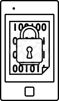 Mobile Security Icon. Outline Simple Design. Vector Illustration.