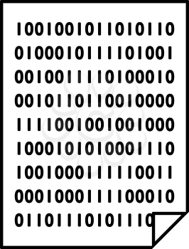 Sheet With Binary Code Icon. Outline Simple Design. Vector Illustration.