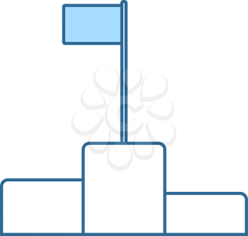 Pedestal Icon. Thin Line With Blue Fill Design. Vector Illustration.