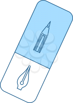 Eraser Icon. Thin Line With Blue Fill Design. Vector Illustration.
