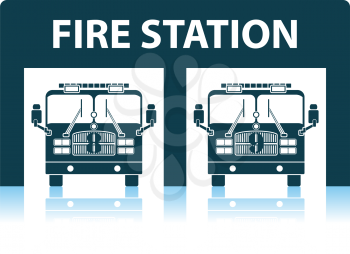 Fire Station Icon. Shadow Reflection Design. Vector Illustration.