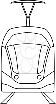 Tram Icon. Outline Simple Design. Vector Illustration.