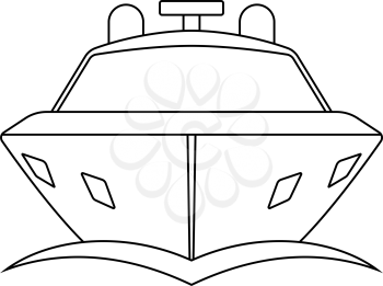Motor Yacht Icon. Outline Simple Design. Vector Illustration.