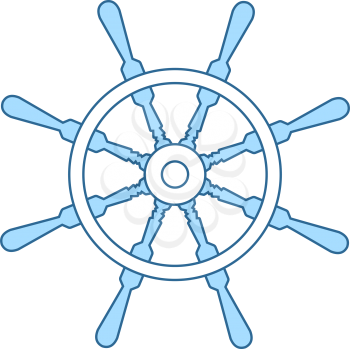 Icon Of Steering Wheel. Thin Line With Blue Fill Design. Vector Illustration.