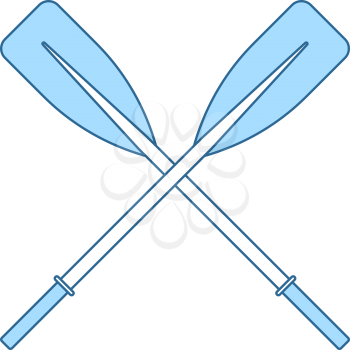 Icon Of Boat Oars. Thin Line With Blue Fill Design. Vector Illustration.