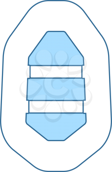 Icon Of Rubber Boat. Thin Line With Blue Fill Design. Vector Illustration.