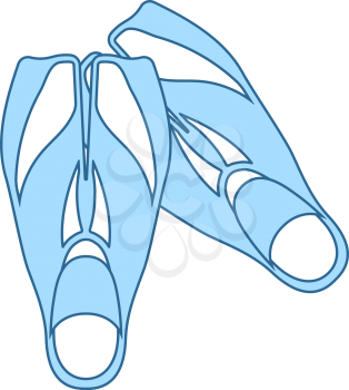 Icon Of Swimming Flippers. Thin Line With Blue Fill Design. Vector Illustration.