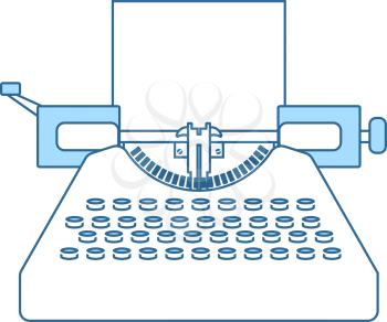 Typewriter Icon. Thin Line With Blue Fill Design. Vector Illustration.