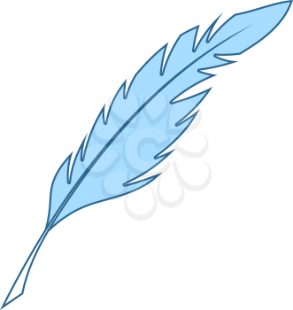 Writing Feather Icon. Thin Line With Blue Fill Design. Vector Illustration.
