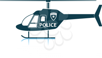 Police Helicopter Icon. Shadow Reflection Design. Vector Illustration.