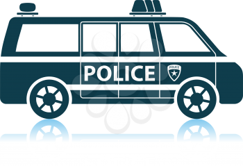 Police Van Icon. Shadow Reflection Design. Vector Illustration.