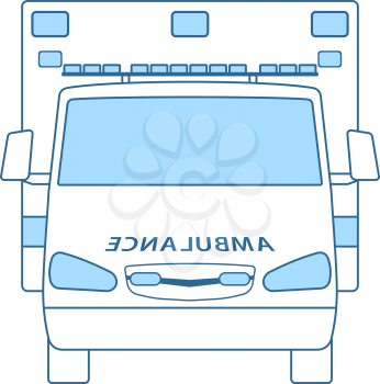 Ambulance Icon. Thin Line With Blue Fill Design. Vector Illustration.