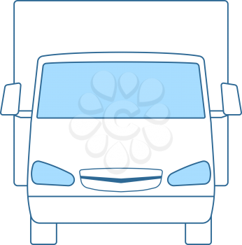 Van Truck Icon. Thin Line With Blue Fill Design. Vector Illustration.
