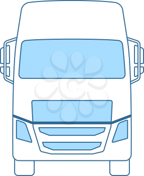 Truck Icon. Thin Line With Blue Fill Design. Vector Illustration.