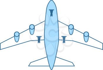 Airplane Takeoff Icon. Thin Line With Blue Fill Design. Vector Illustration.
