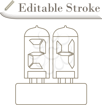 Electric Numeral Lamp Icon. Editable Stroke Simple Design. Vector Illustration.